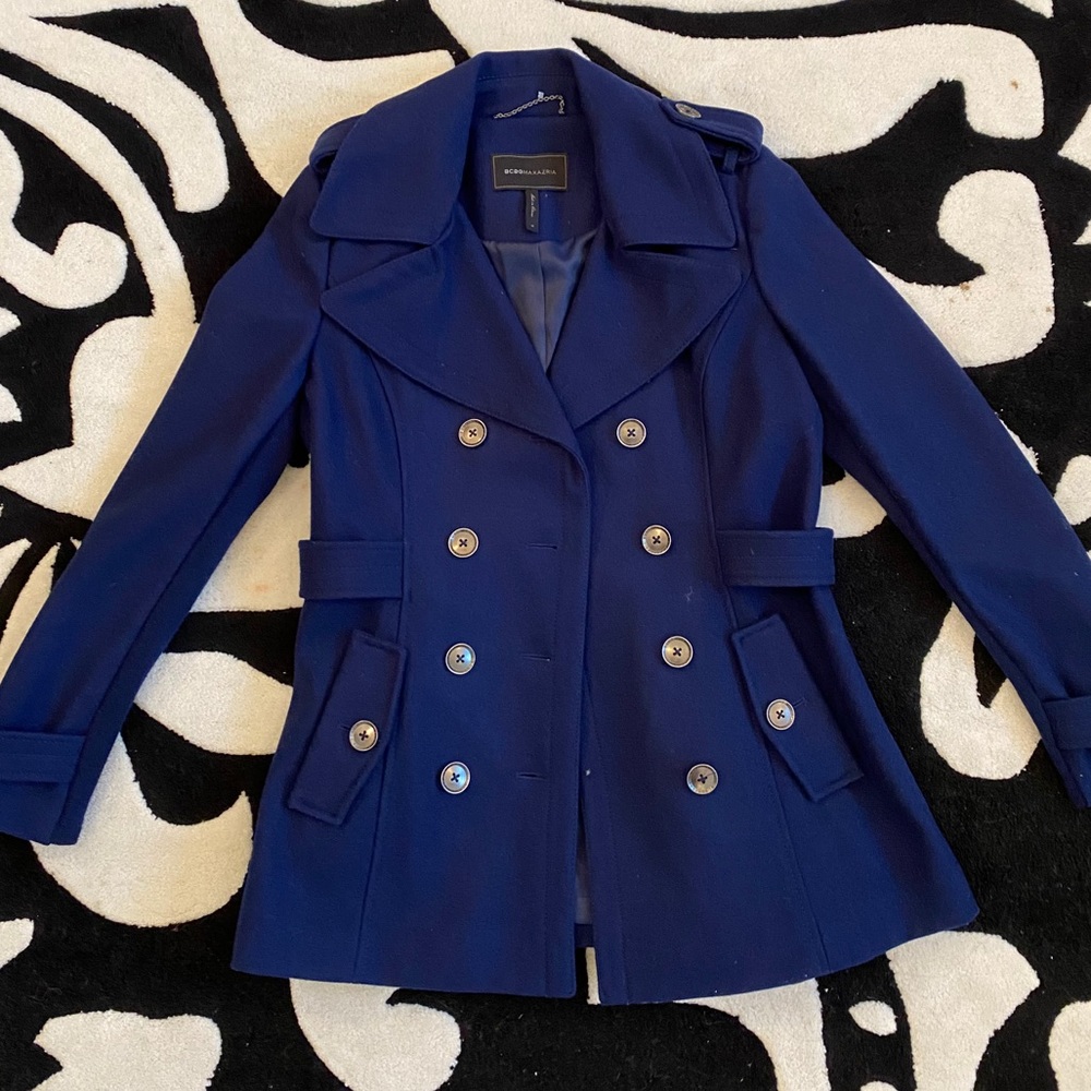 BCBGMAXAZRIA Blue Peacoat